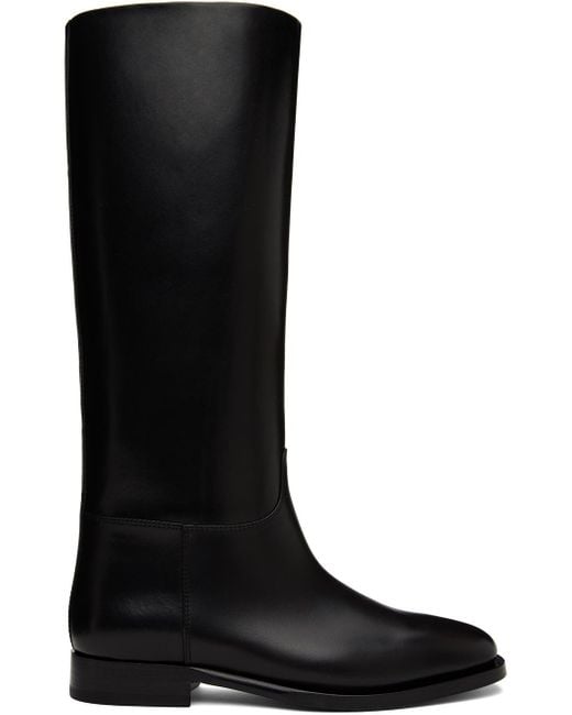 The Row Black Grunge Leather Knee-high Boots
