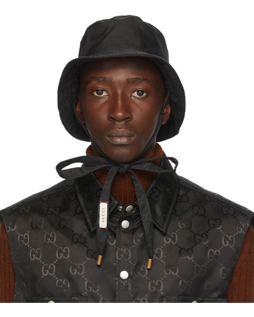 Gucci Black Reversible Shell Bucket Hat for men