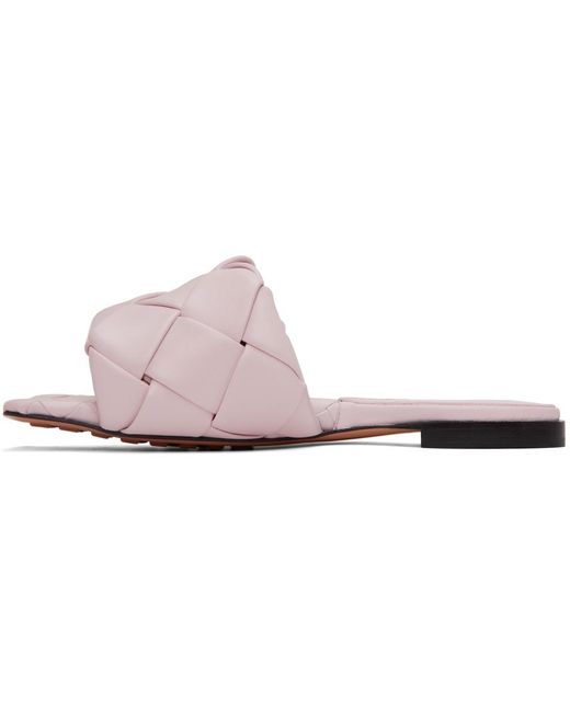 Bottega Veneta Black Pink Lido Flat Sandals