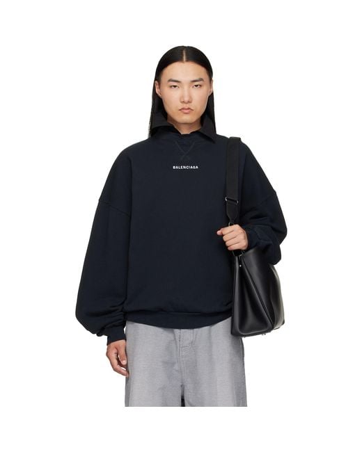 Balenciaga Blue Shirt Collar Sweatshirt for men