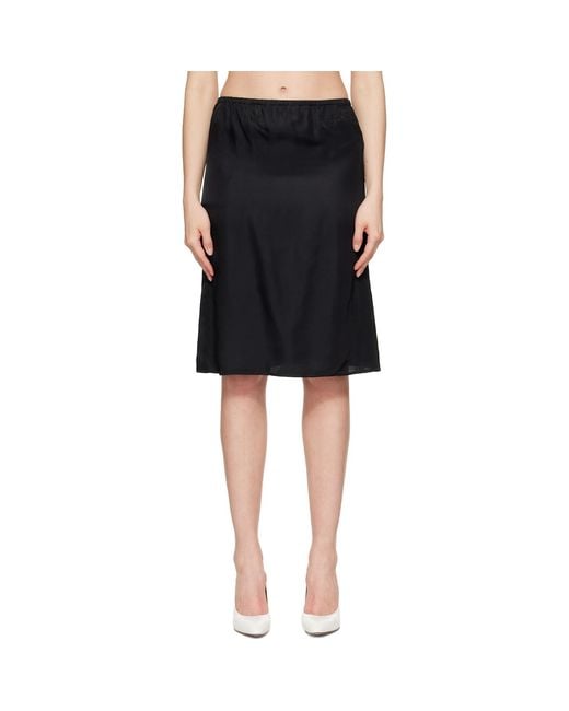 MM6 by Maison Margiela Black Satin Midi Skirt