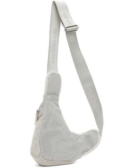 Petit sac triangulaire gris à glissière à logos Givenchy pour homme en coloris White