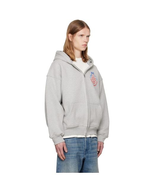 Rhude Gray Automobile Club' Zip-Up Hoodie for men