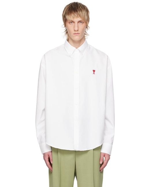 Chemise blanche à logo ami de cœur AMI pour homme en coloris White