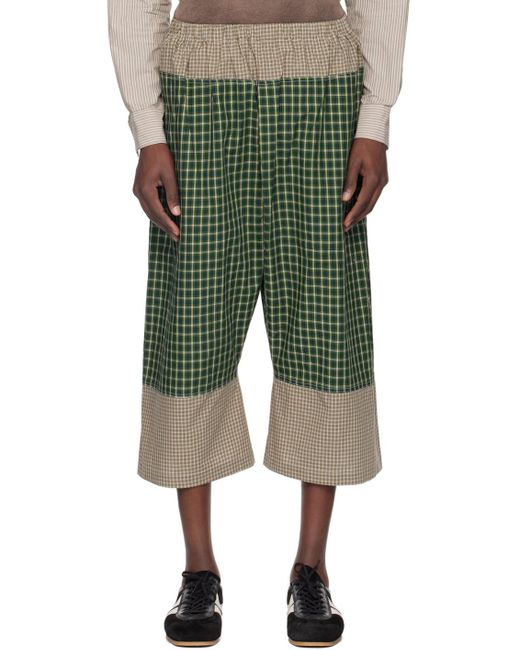 SC103 Green Paneled Shorts for men