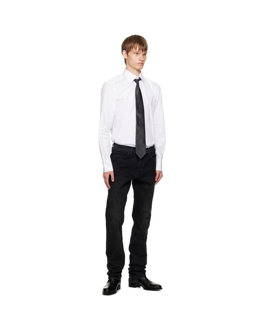 Tom Ford Black Mouline Herringbone Tie for men