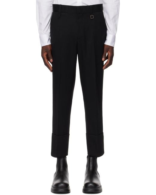 Wooyoungmi Black Rolled Cuff Trousers for men
