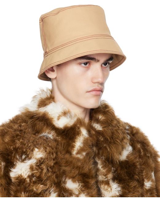 Marni Brown Tan Embroidery Bucket Hat for men