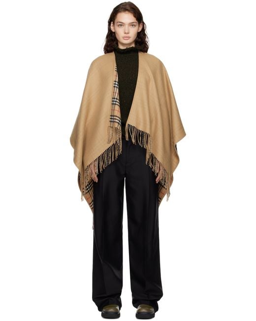 Burberry Black Check Wool Reversible Cape