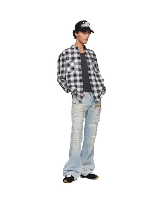 Amiri Black Bones Flannel Overshirt for men