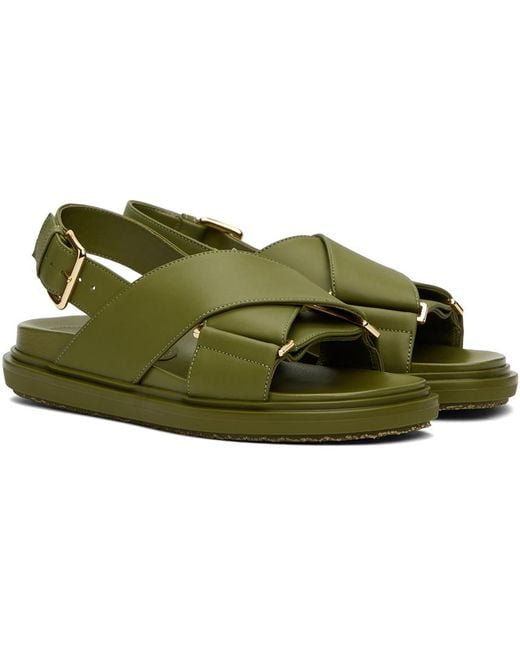Marni Green Fussbett Crisscross Sandals | Lyst