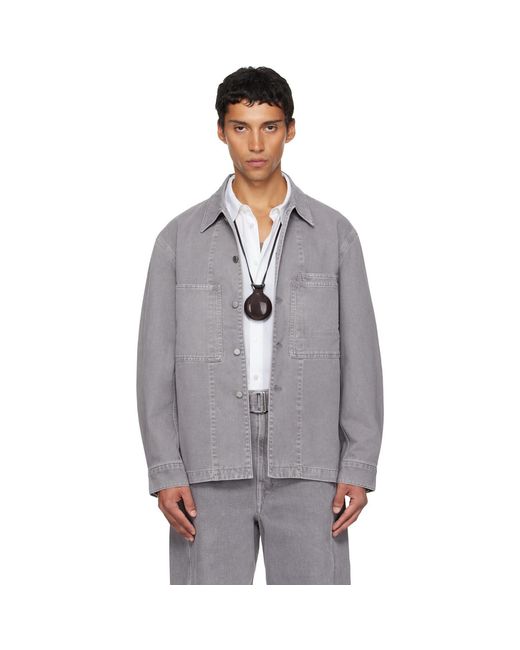 Lemaire Gray Workwear Denim Overshirt for men