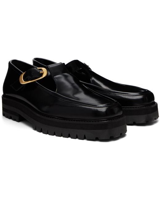 Ernest W. Baker Black T-Bar Loafers for men