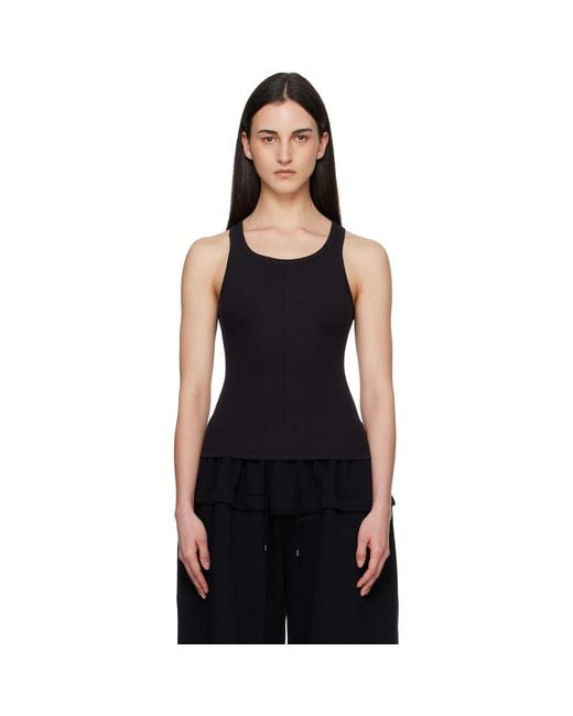 Alaïa Black Alaïa Darts Cotton Tank Top