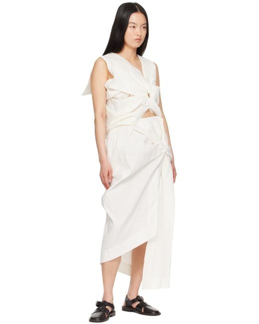 Issey Miyake Natural Off-white Twisted Midi Skirt