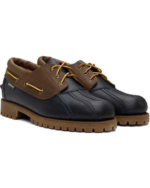 Sebago Black Waxed Leather Tucson Boat Shoes for men