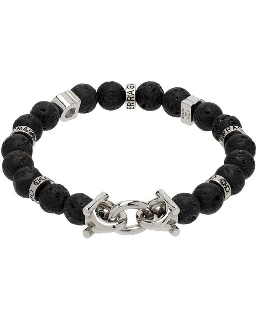 Ferragamo Black Elasticized Gancini Bracelet for men