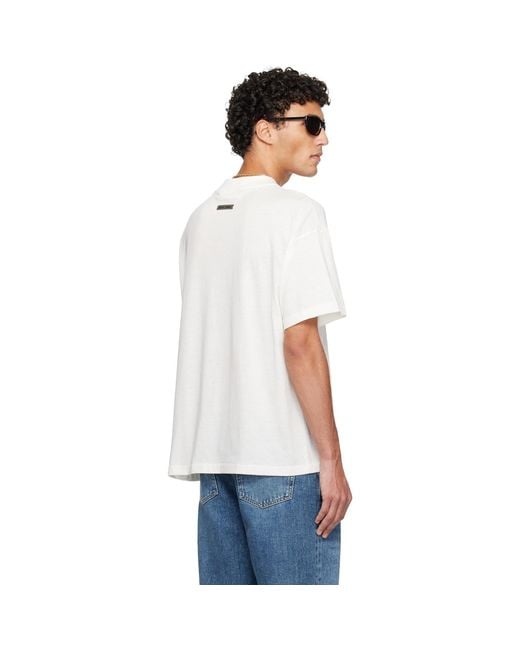 Fear Of God White Off- Holiday Embroidered Essential T-Shirt for men