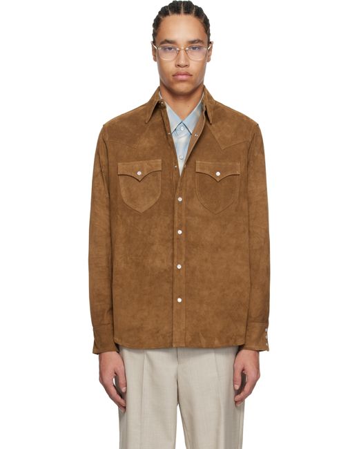 Carter Young Brown Western Suede Shirt for men