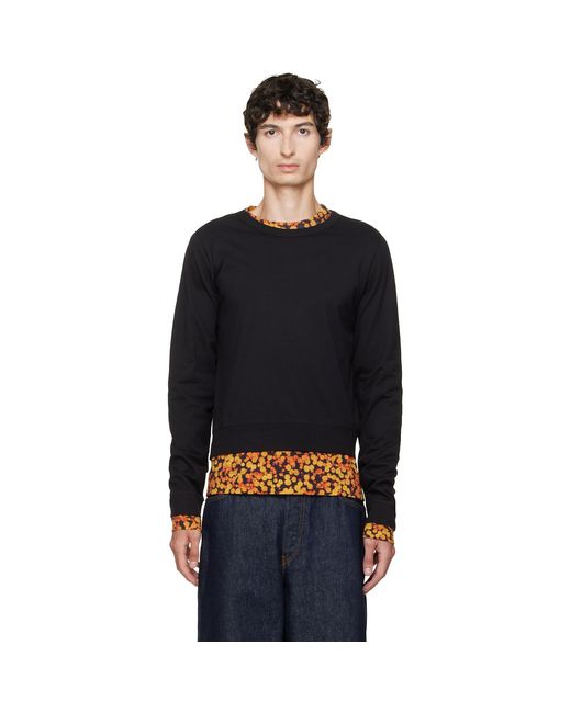 Dries Van Noten Black Layered Cotton T-Shirt for men