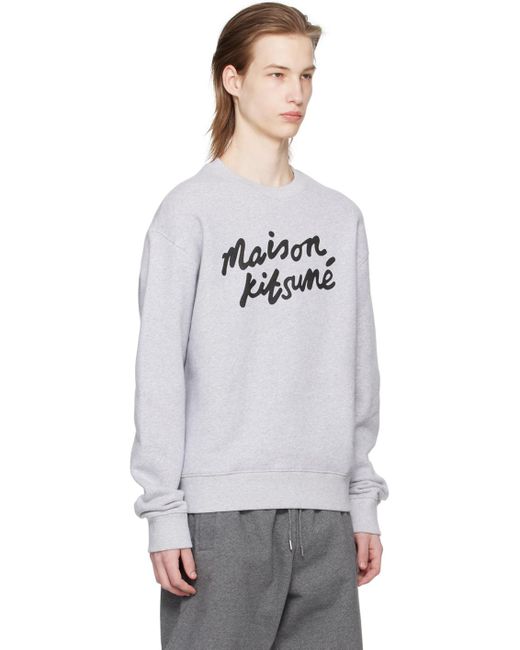 Maison Kitsuné Black Gray Handwriting Sweatshirt for men