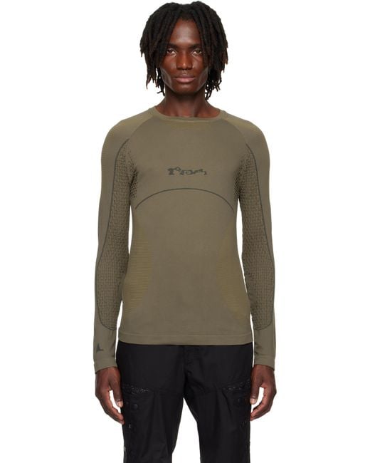 Roa Black Khaki Seamless Long Sleeve T-Shirt for men