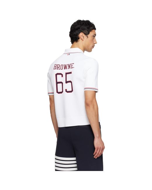 Thom Browne White Stretch Viscose Tennis Polo for men