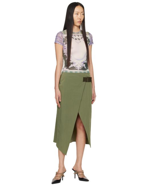 Miaou Green Khaki Solana Midi Skirt