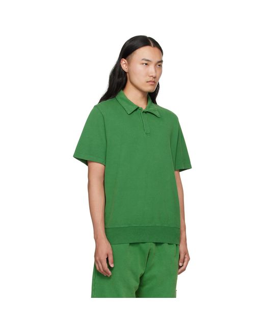 Les Tien Green Piqué S/S Banded Tennis Polo for men