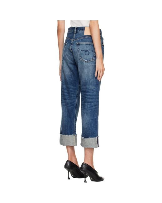 R13 Blue Cuffed X-Boyfriend Jeans