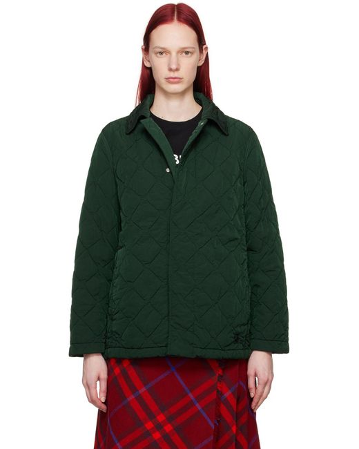 Manteau Matelassé Vert Burberry en coloris Green
