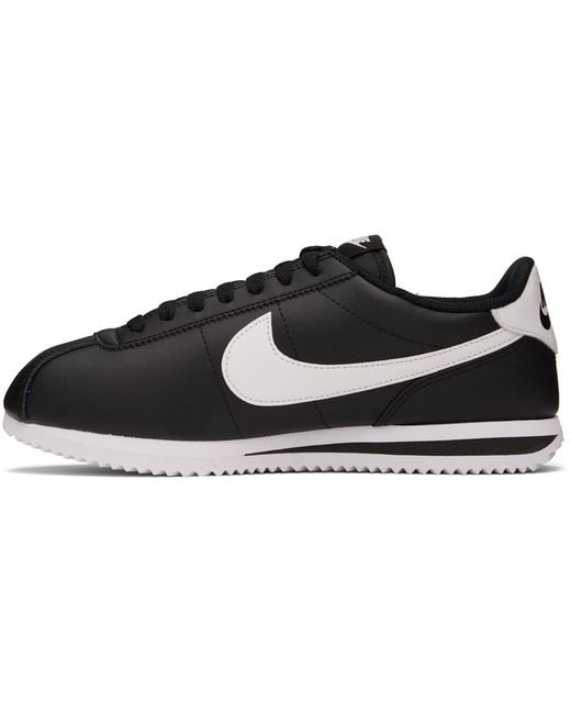 Nike Black Cortez Leather Sneakers for men