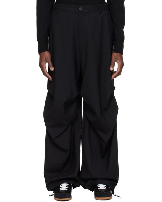 メンズ MM6 by Maison Margiela ブラック ドレープ トラウザーズ