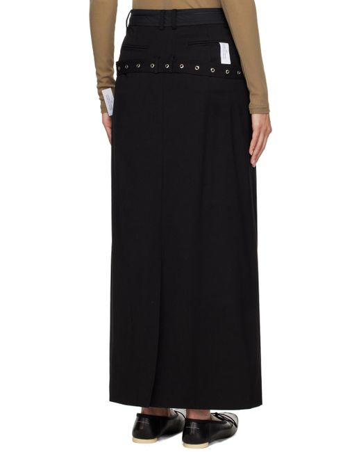 ROKH Black Belt Strap Midi Skirt