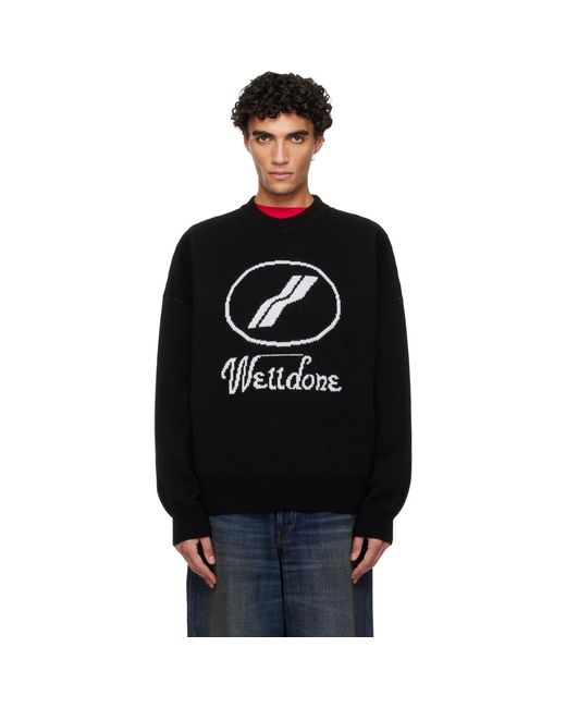 we11done Black Logo Jqd Sweater for men
