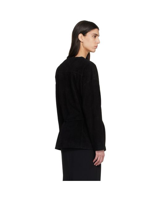 LE17SEPTEMBRE Black Collarless Suede Jacket