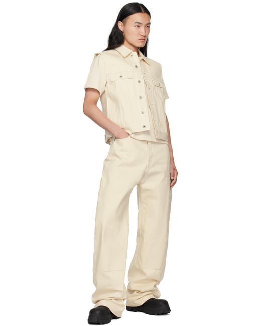 Rick Owens Natural Off- Hollywood Double Knee Geth Cut Jeans for men