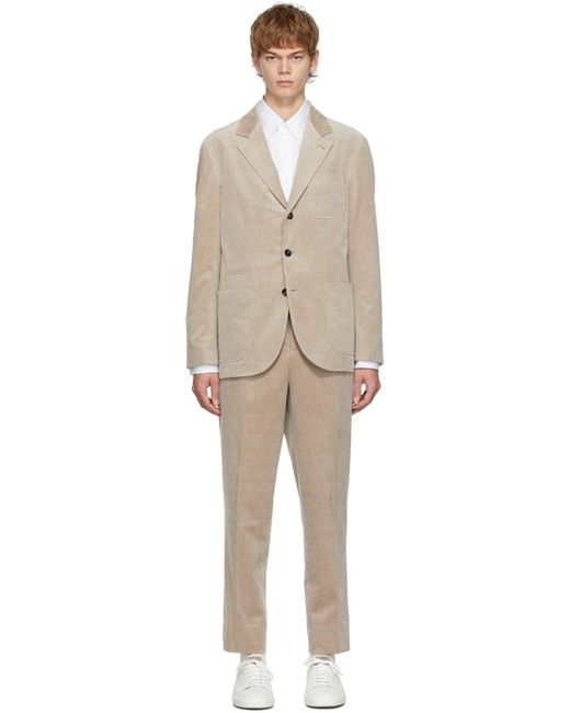 Brunello Cucinelli Natural Corduroy Cashmere Suit for men