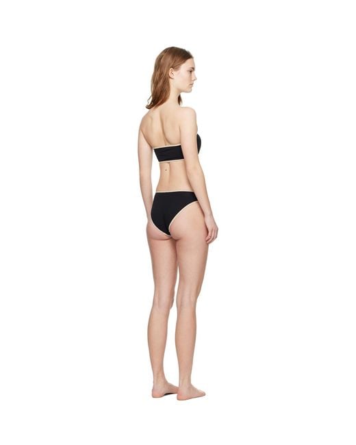 Totême Black Stripe Edge Bikini Top