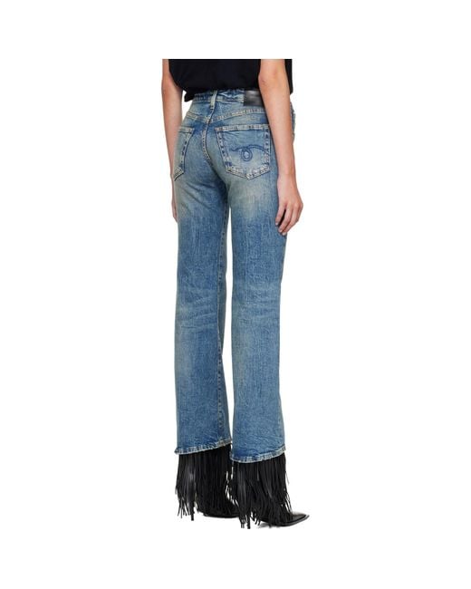 R13 Blue Joan Cropped Flare Jeans