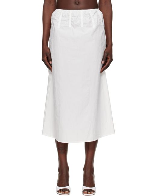 Deiji Studios White Channel Midi Skirt