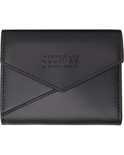 MM6 by Maison Martin Margiela ブラック レザー フラップウォレット Black