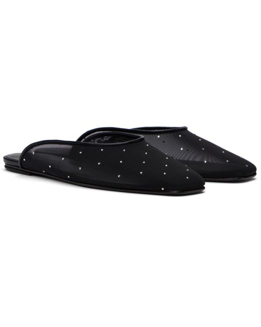 Magda Butrym Black Crystal Mesh Flat Mules
