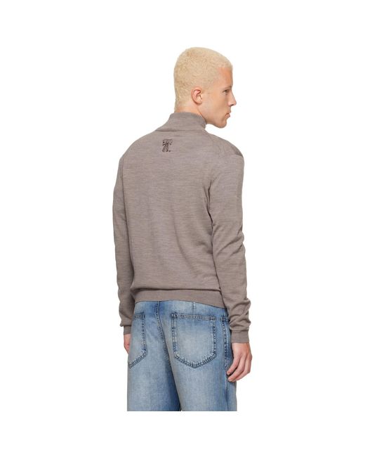 Acne Gray Taupe Zip-Up Bow Logo Track Jacket for men