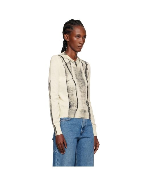 MM6 by Maison Margiela Blue Off- Folded Printed Gauge 14 V-Neck Sweater