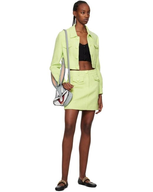 Moschino Yellow Green Teddy Buttons Jacket