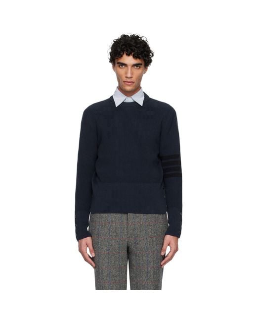 Thom Browne Black Cotton Cardigan Stitch 4-Bar Sweater for men