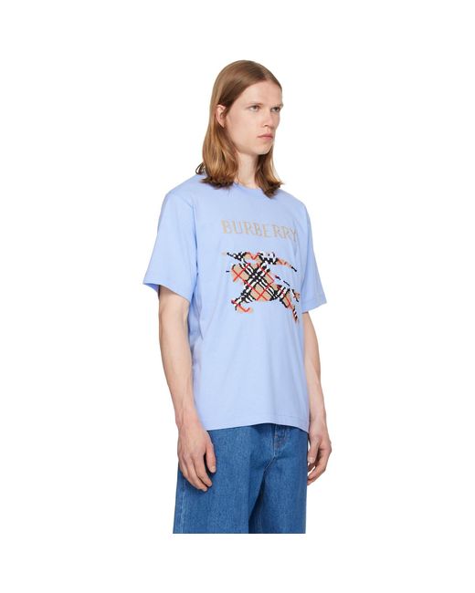 Burberry Blue Cross Stitch Knight Cotton T-shirt for men