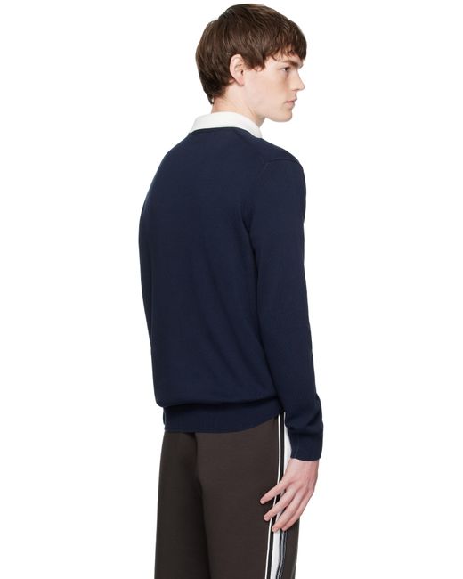 Pull Bleu Marine En Coton À Col Ras Du Cou Lacoste pour homme en coloris Blue