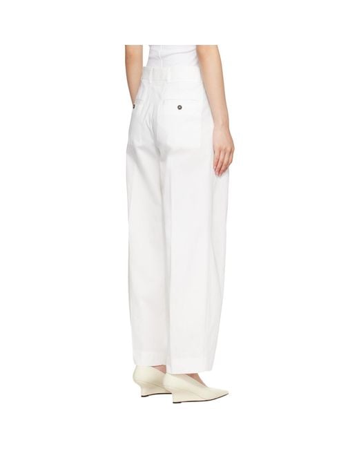 Totême White Single Pleat Cotton Trousers